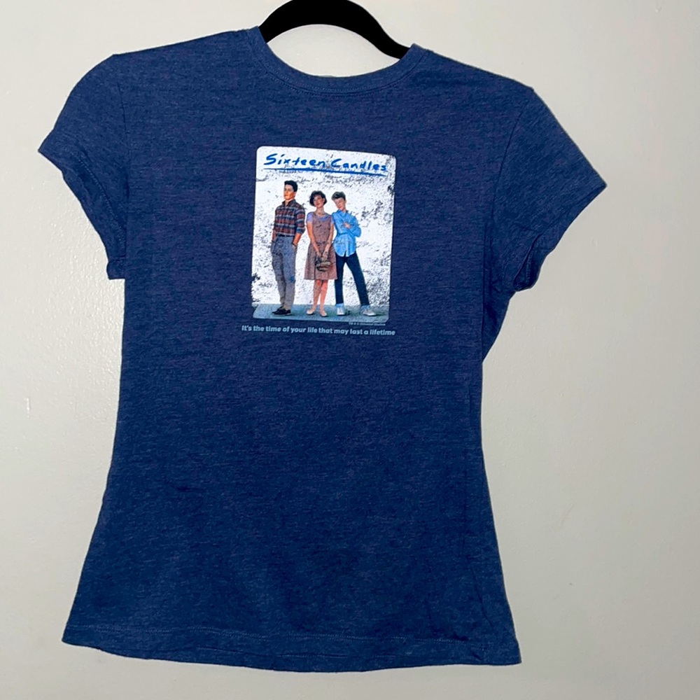 🔮 3/$15 Vintage Backlot Navy Heather Sixteen Candles Junior Tee Medium